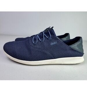 OluKai Alapa Li Mens Navy Blue Mesh Leather Slip On Sneakers Size 9.5